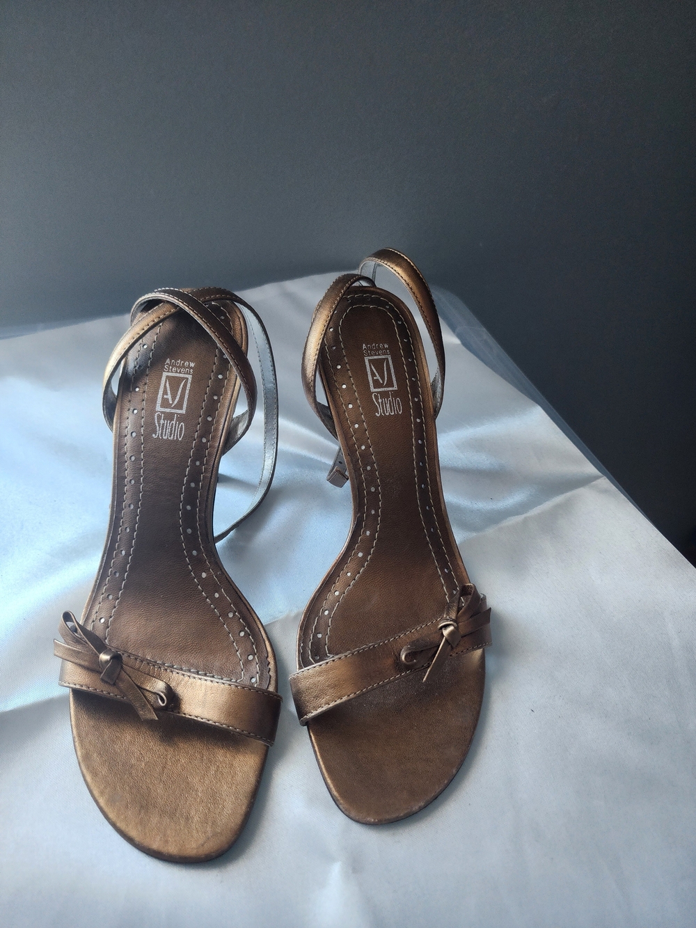 Andrew Stevens Bronze Metallic Strappy Sandals for Women
